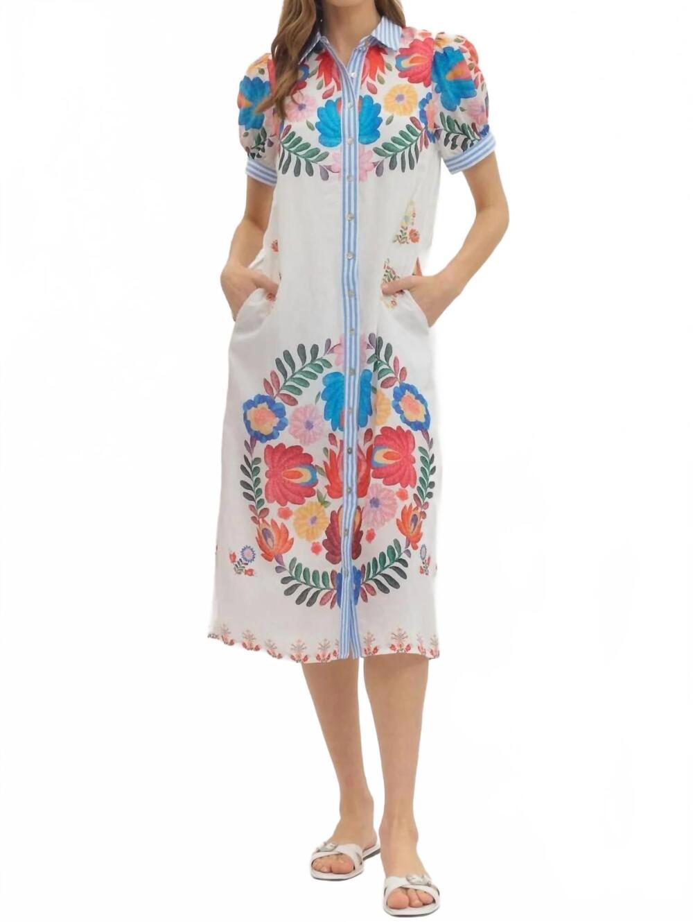NEW ENTRO elena midi dress in white